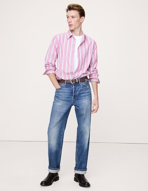 Camisa casual de algodón manga larga para hombre 1