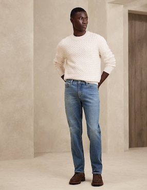 Jeans straight lavado stone wash para hombre