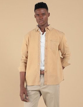 Camisa casual de algodón manga larga para hombre
