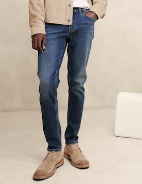 Jeans Skinny Deslavado Para Hombre