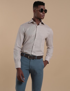Camisa casual de algodón manga larga para hombre