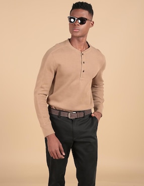 Playera Cuello Henley Para Hombre