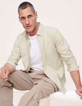 Sobrecamisa casual Banana Republic de algodón manga larga para hombre