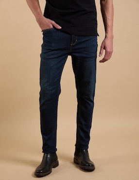 Jeans slim lavado obscuro para hombre
