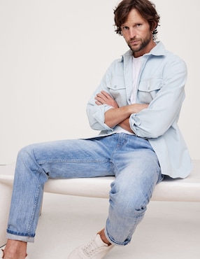 Sobrecamisa casual Banana Republic de algodón manga larga para hombre