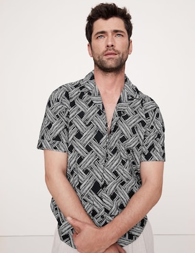 Camisa casual Banana Republic de algodón manga corta para hombre