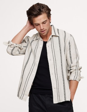 Camisa casual Banana Republic de lino manga larga para hombre