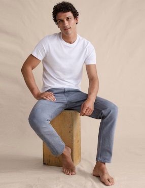 Jeans slim lavado claro para hombre