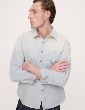 Camisa casual de mezclilla manga larga para hombre