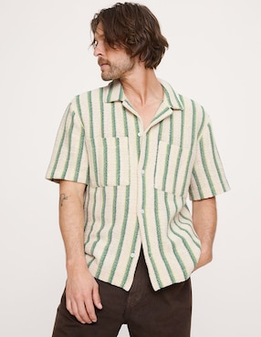 Camisa casual de algodón manga corta para hombre