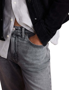 Jeans straight lavado deslavado para hombre