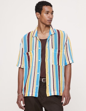 Camisa casual de algodón manga corta para hombre