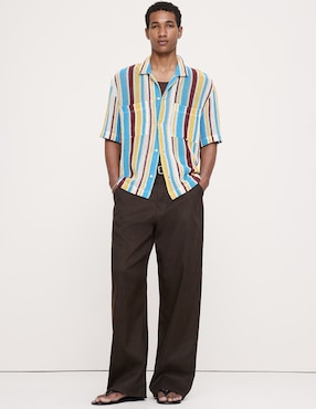 Camisa casual de algodón manga corta para hombre