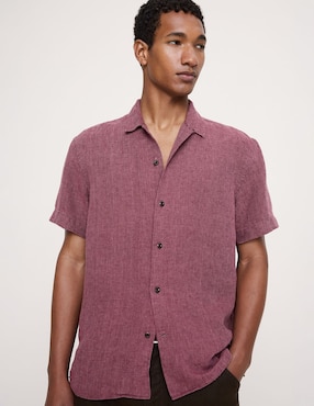 Camisa casual de algodón manga corta para hombre