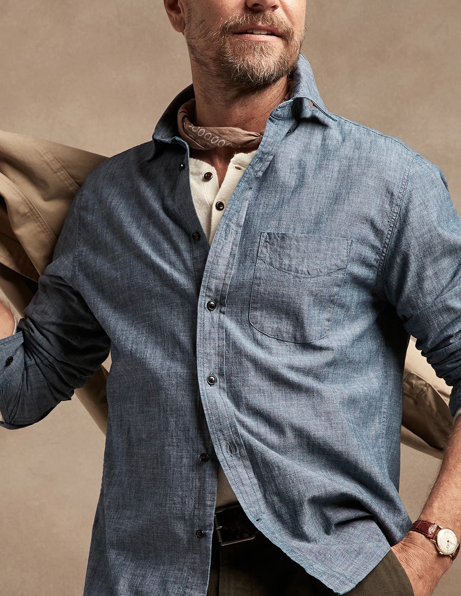 Camisa casual de algodón manga larga para hombre 5