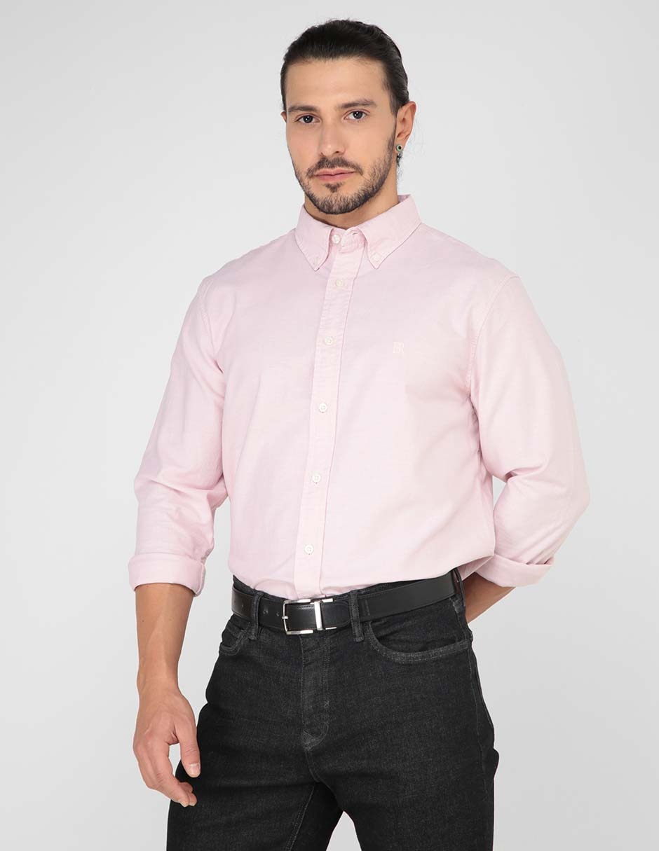 Camisa de vestir de algodón manga larga para hombre