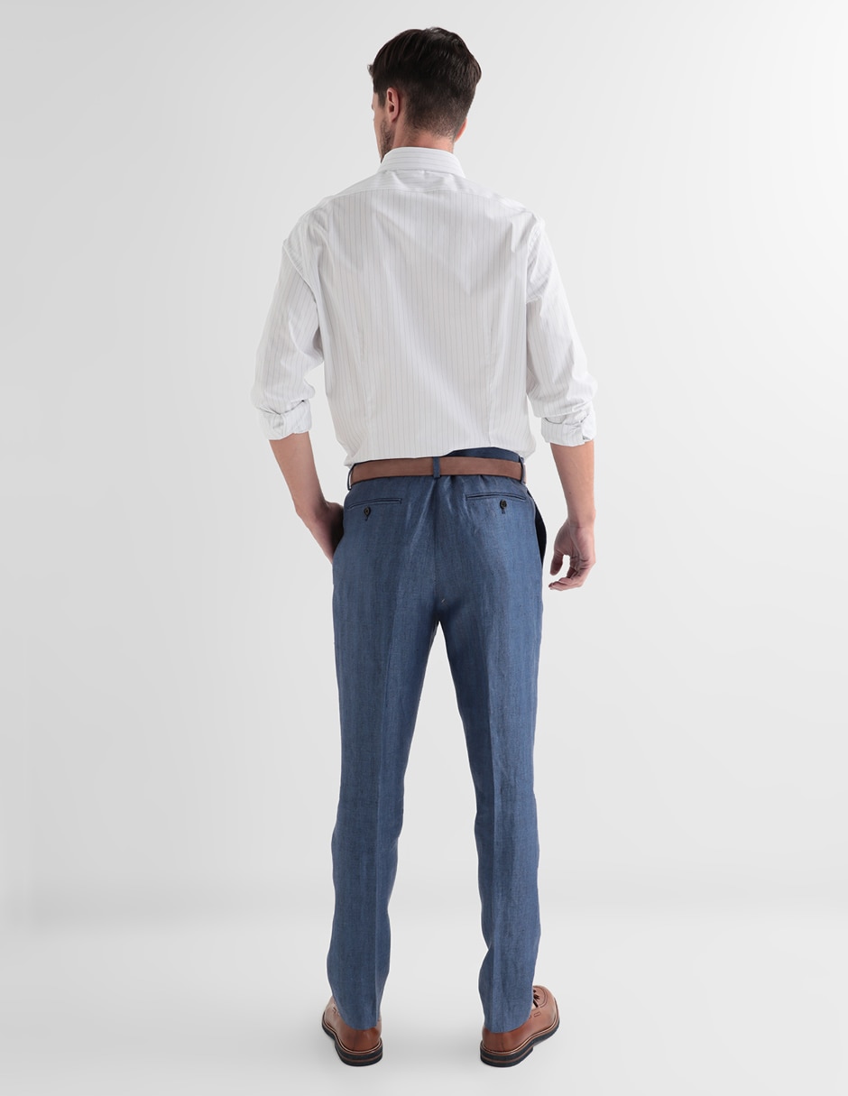 Pantalón lino slim fit - Hombre