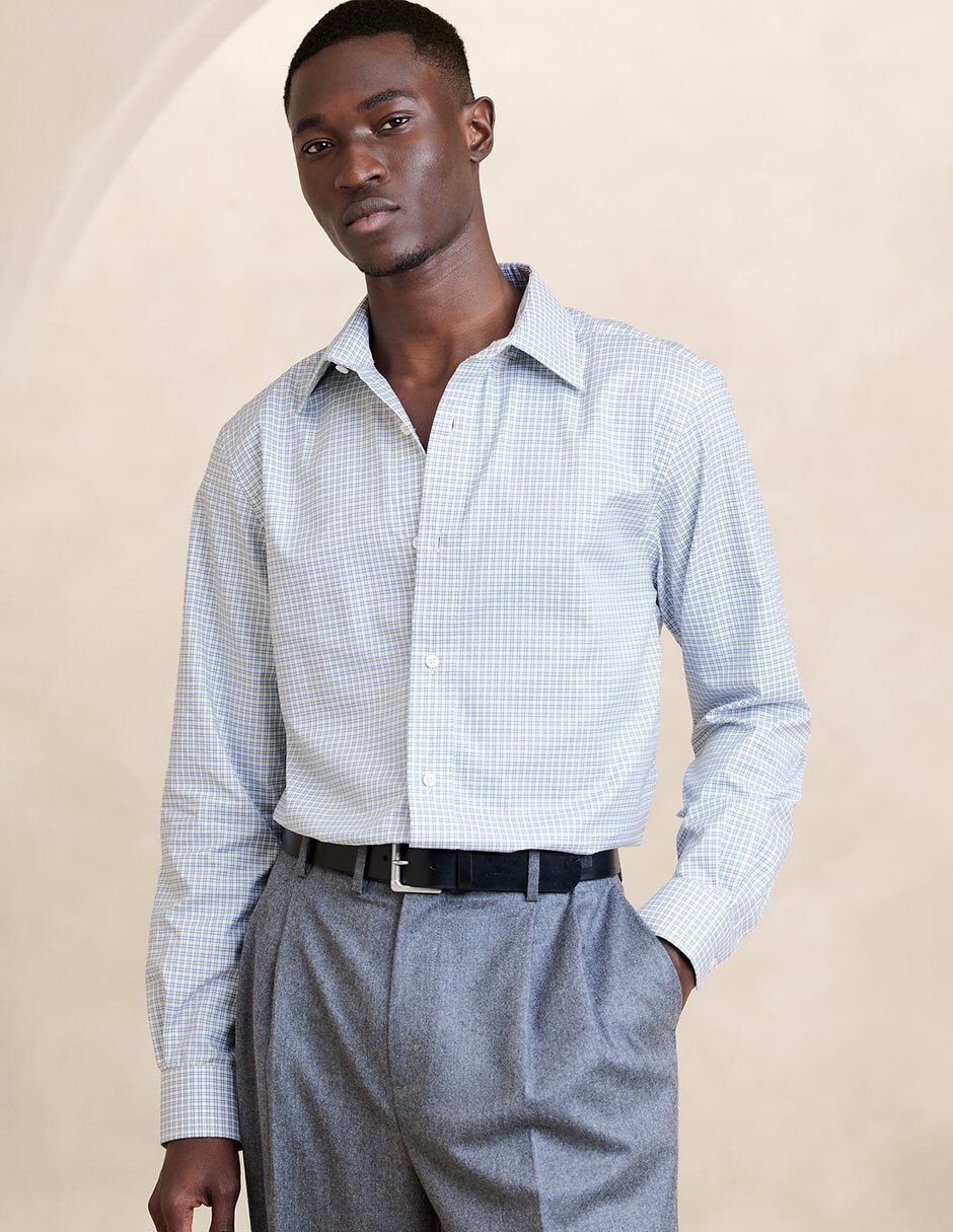 Camisa casual de algodón manga larga para hombre Banana Republic