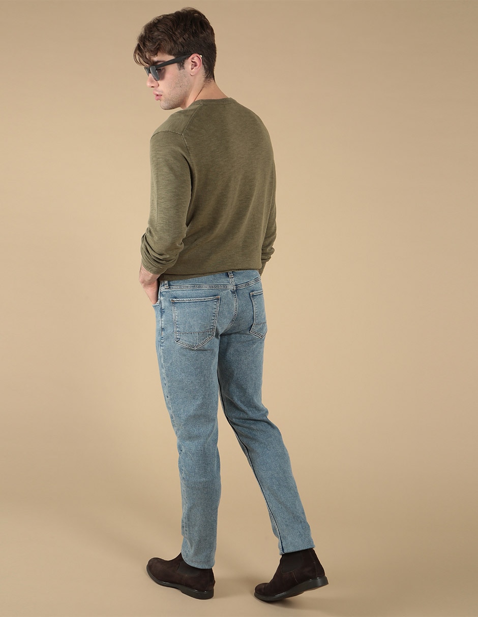 Jeans slim deslavado para hombre
