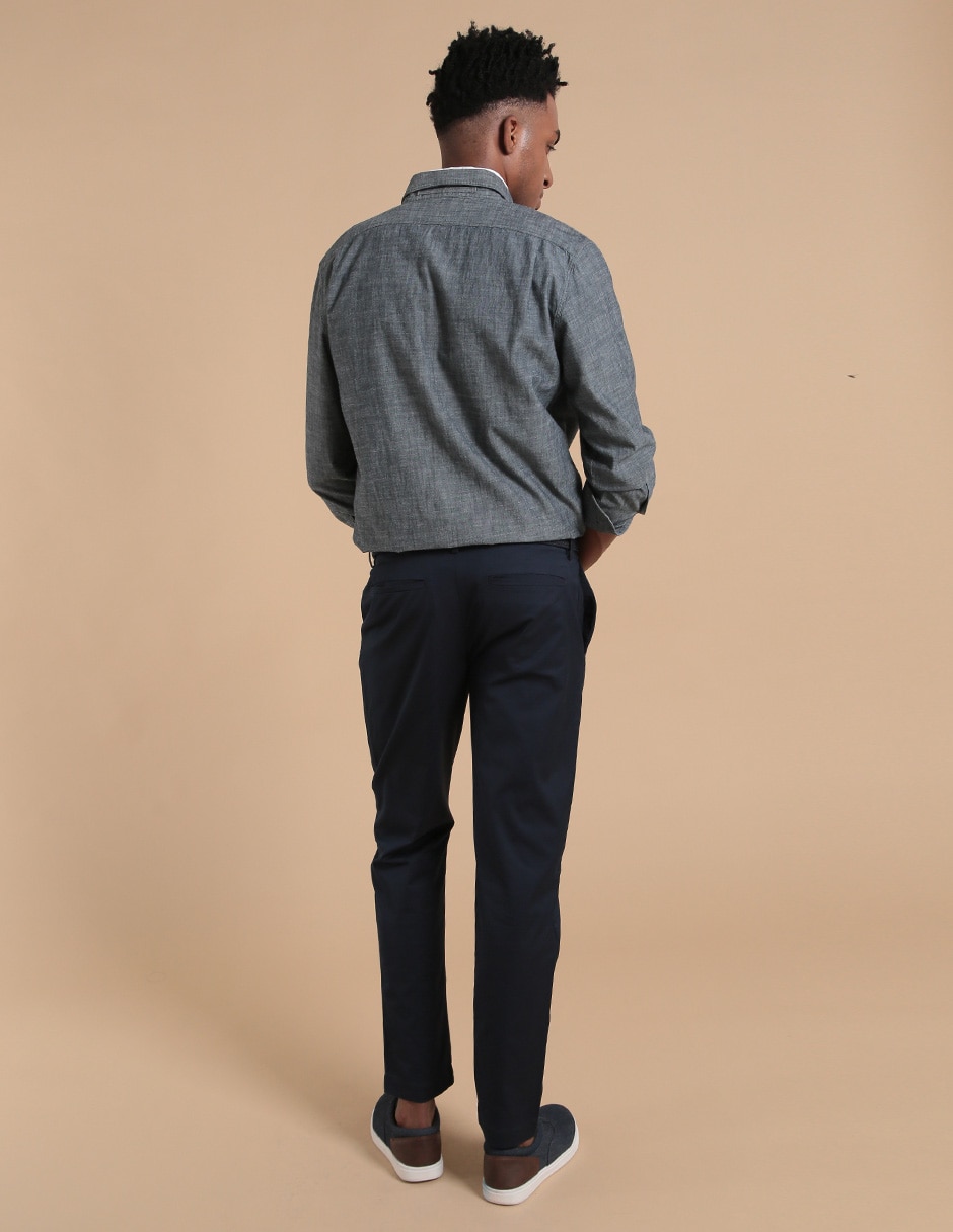 Pantalón business casual slim de algodón para hombre 2