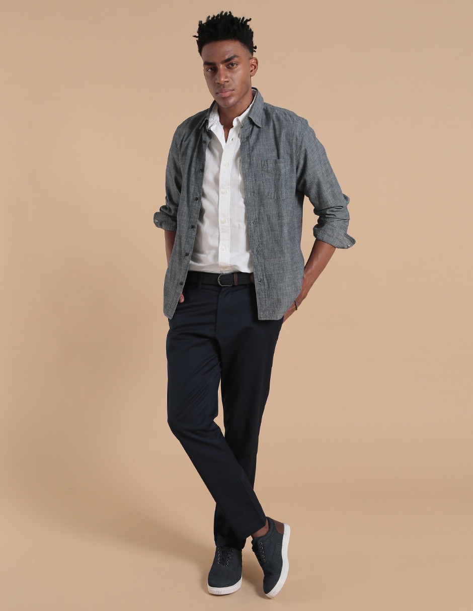 Pantalón business casual slim de algodón para hombre 3