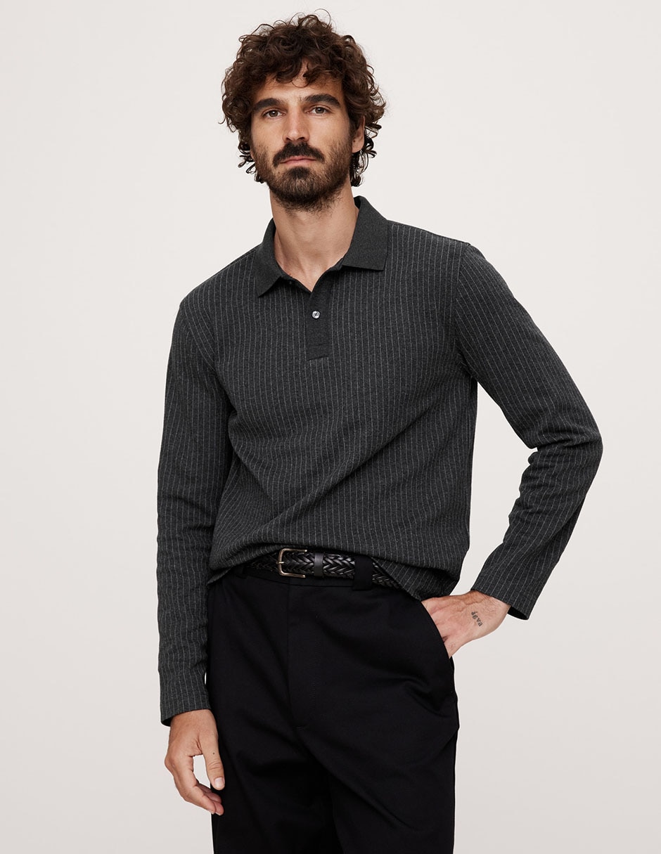 Knit Polo Polos Manga Larga Zara Polo Gris Hombre Polo ZARA De