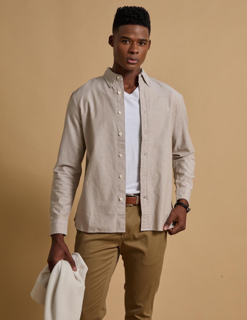Camisa de vestir de algodón manga larga para hombre