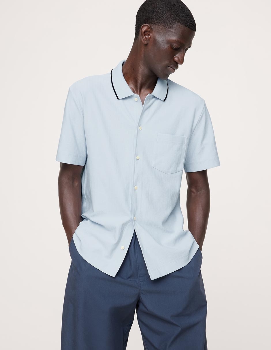 Camisa casual de algodón manga corta para hombre 1