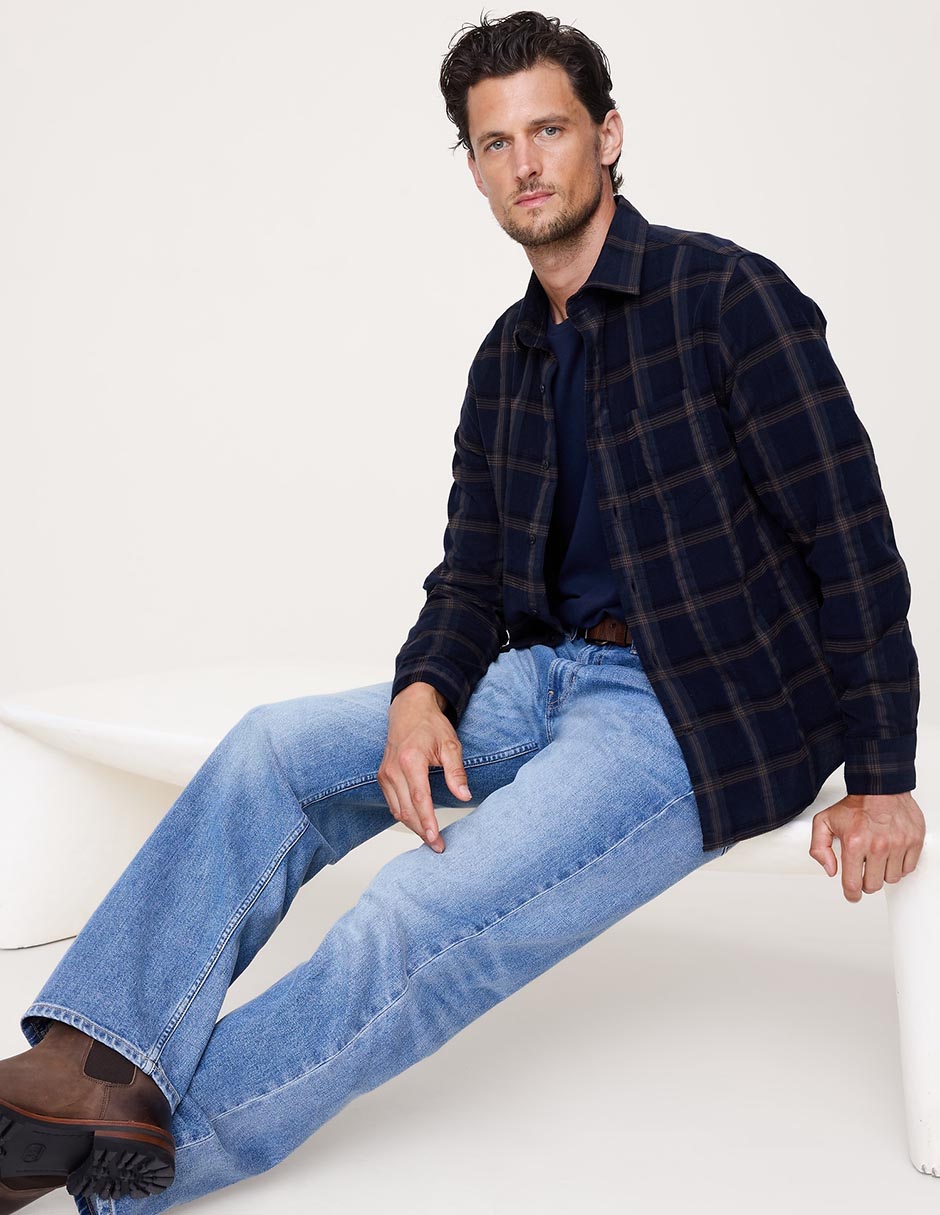 Camisa casual de algodón manga larga para hombre 1