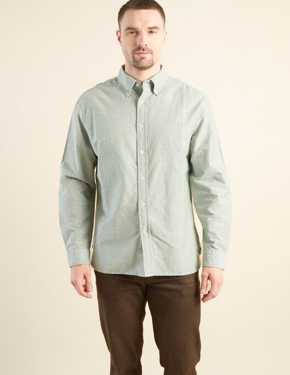 Camisa de vestir de algodón manga larga para hombre