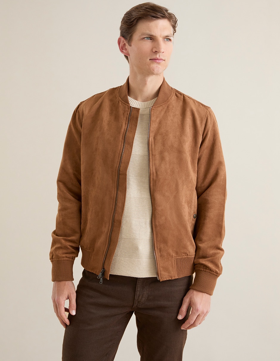 Brown Chamarra Bomber Jacket Hombre Chamarra Bomber Con Bolsillos