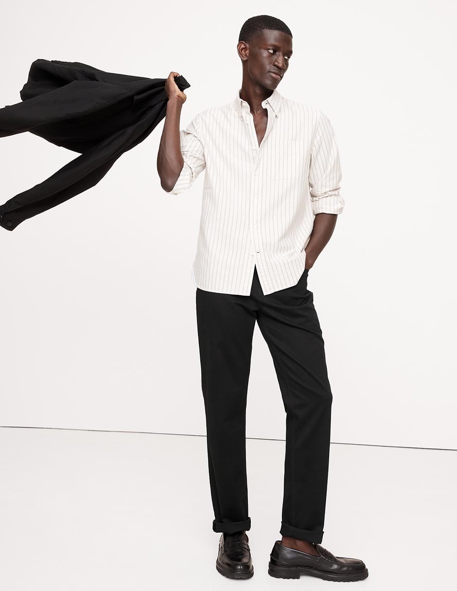 Pantalón casual regular recto de algodón para hombre