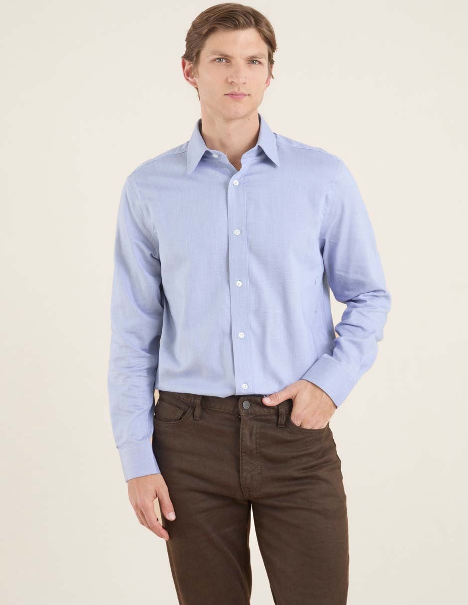 Camisa casual de algodón manga larga para hombre