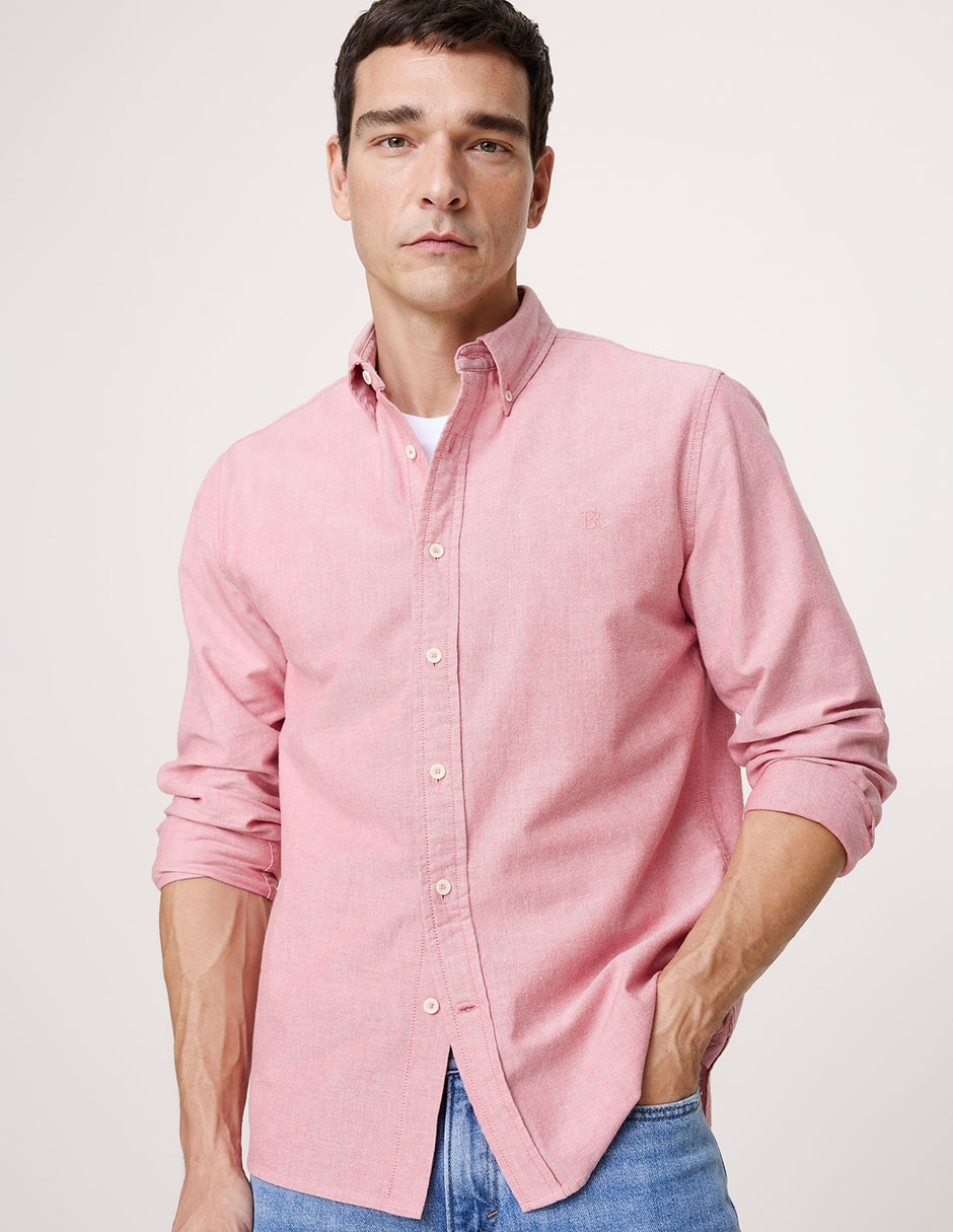 Camisa casual de algodón manga larga para hombre