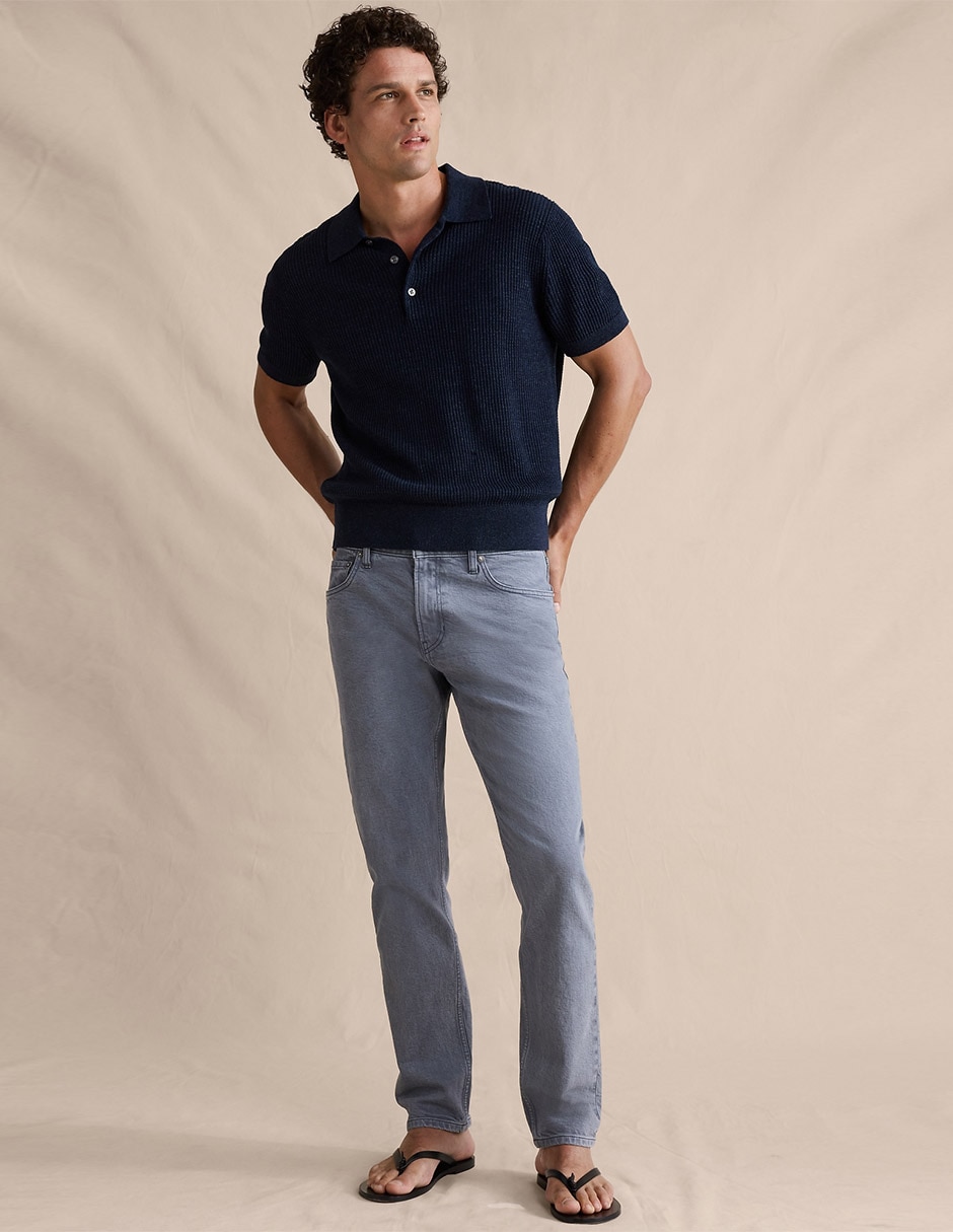 Jeans slim lavado claro para hombre