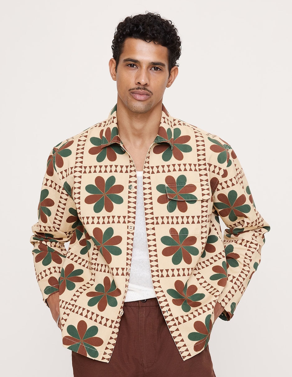Sobrecamisa casual manga larga para hombre 1