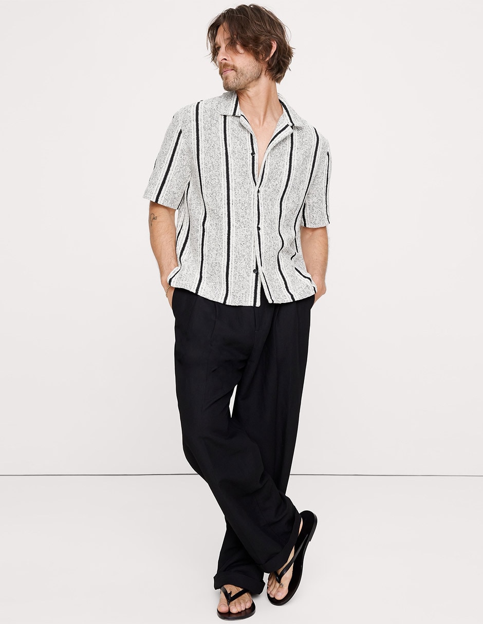 Camisa casual de algodón manga al codo para hombre Camisa casual de algodón manga al codo para hombre