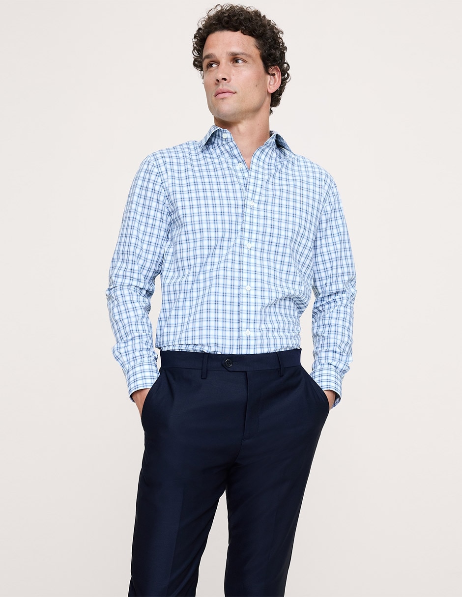 Camisa de vestir de algodón manga larga para hombre