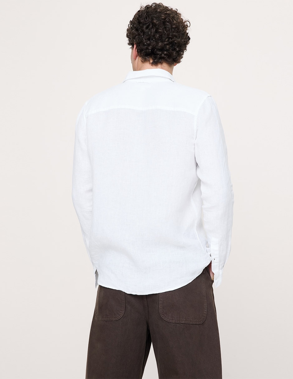 Camisa casual de lino manga larga para hombre 2