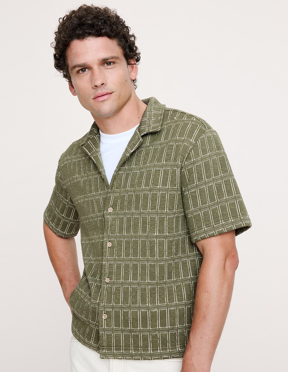 Camisa casual de algodón manga corta para hombre