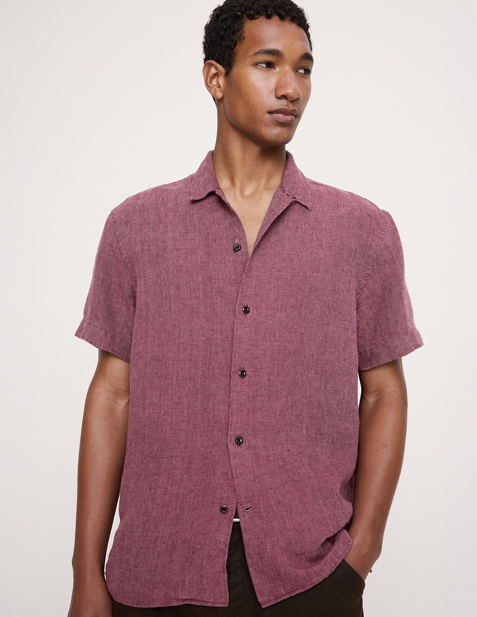 Camisa casual de algodón manga corta para hombre Camisa casual de algodón manga corta para hombre