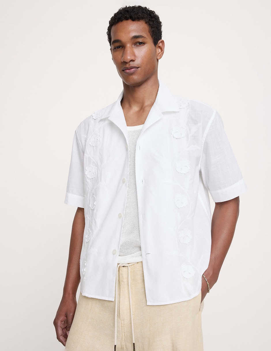 Camisa casual de algodón manga corta para hombre